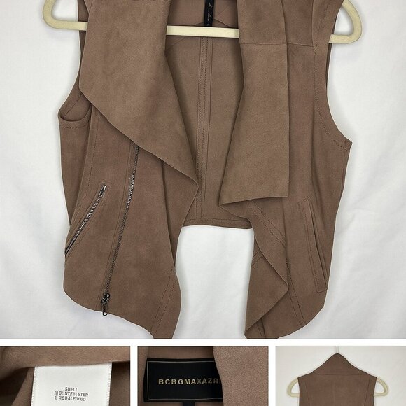 BCBGMAXAZRIA Faux Suede Waterfall Drape Vest | Size M - Picture 1 of 6